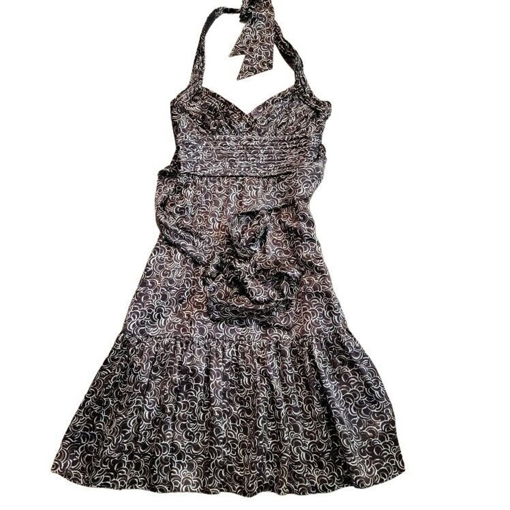 BCBG Maxazria Brown Silk‎ Halter Dress Mini X-Small Sexy Night Out Flirty